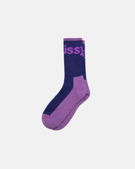 Stussy - Logo Jacquard Trail Socks - Violet-Accessoires-138805