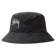 Stussy - Wool Check Big Stock Bucket Charcoal-Accessoires-1321052