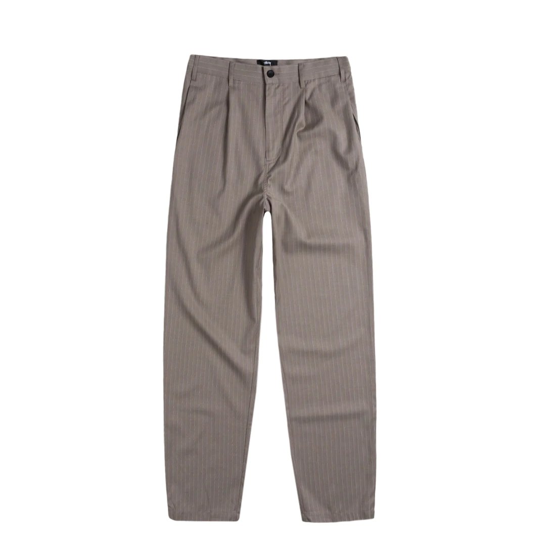 Stussy - Striped Volume Pleated Trouser - Light Brown