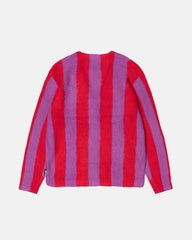 Stussy - Stripe Brushed Cardigan - Purple-Pulls et Sweats-117186