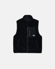 Stussy- Sherpa Reversible Vest - Full Black-Vestes et Manteaux-H118258
