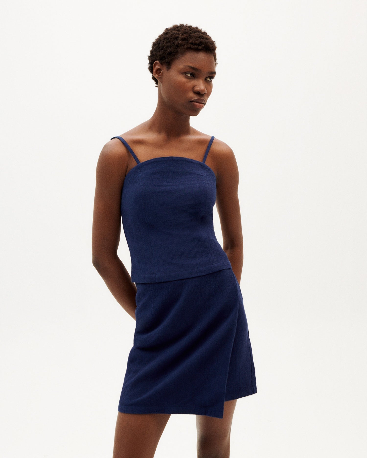 Thinking Mu - Eco-Friendly - Milena Skirt - Navy-Jupes et Pantalons-WSK00093