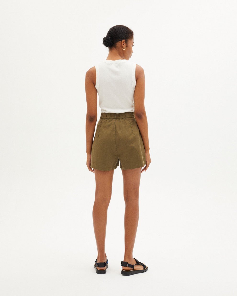 Thinking Mu - Green Hemp Narciso Shorts-Jupes et Pantalons-WST00041