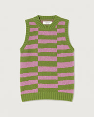 Thinking Mu - Tipsy Parrot Green Mut Knitted Vest - Eco-responsable-Pulls et Sweats-WKN00123