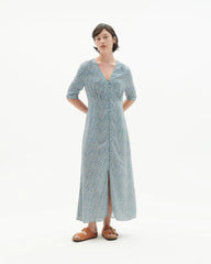 Thinking Mu - Camelia Dress - Small Spots - Blue-Robes-WDR00195