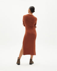 Thinking Mu - Clay Red Trash Gina Dress - Eco-responsable-Robes-WDR00108