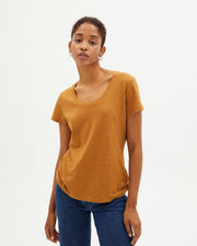 Thinking Mu - Brown Hemp Regina T-shirt-Tops-WTS00282