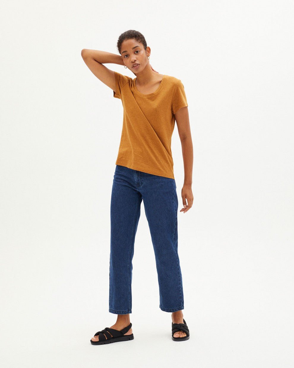 Thinking Mu - Brown Hemp Regina T-shirt-Tops-WTS00282