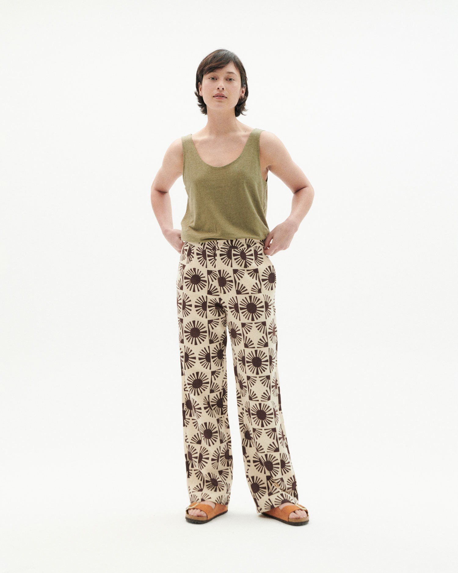 Thinking Mu - Hemp Tank Top - Kaki-Tops-WTP00079