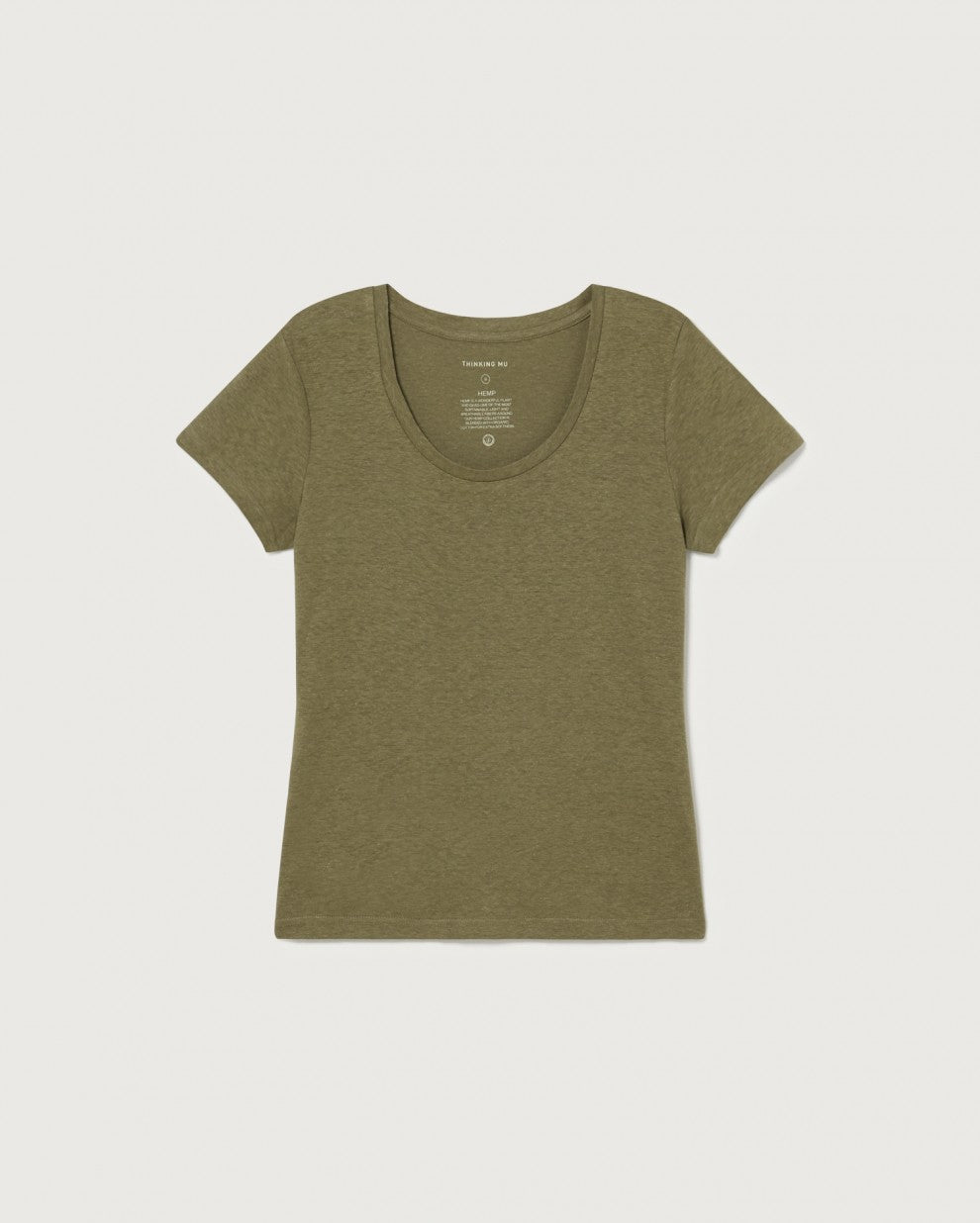 Thinking Mu - Kaki Hemp Regina T-shirt-Tops-WTS00284