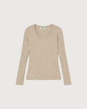 Thinking Mu - Taupe Trash Casilda LS Top - Eco-responsable-Tops-WTP00111