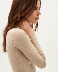 Thinking Mu - Taupe Trash Ellen LS Top - Eco-responsable-Tops-WPT00108