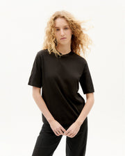 Thinking Mu Woman - Basic Black Mock T-shirt - Eco-responsable-Tops-WTS00180