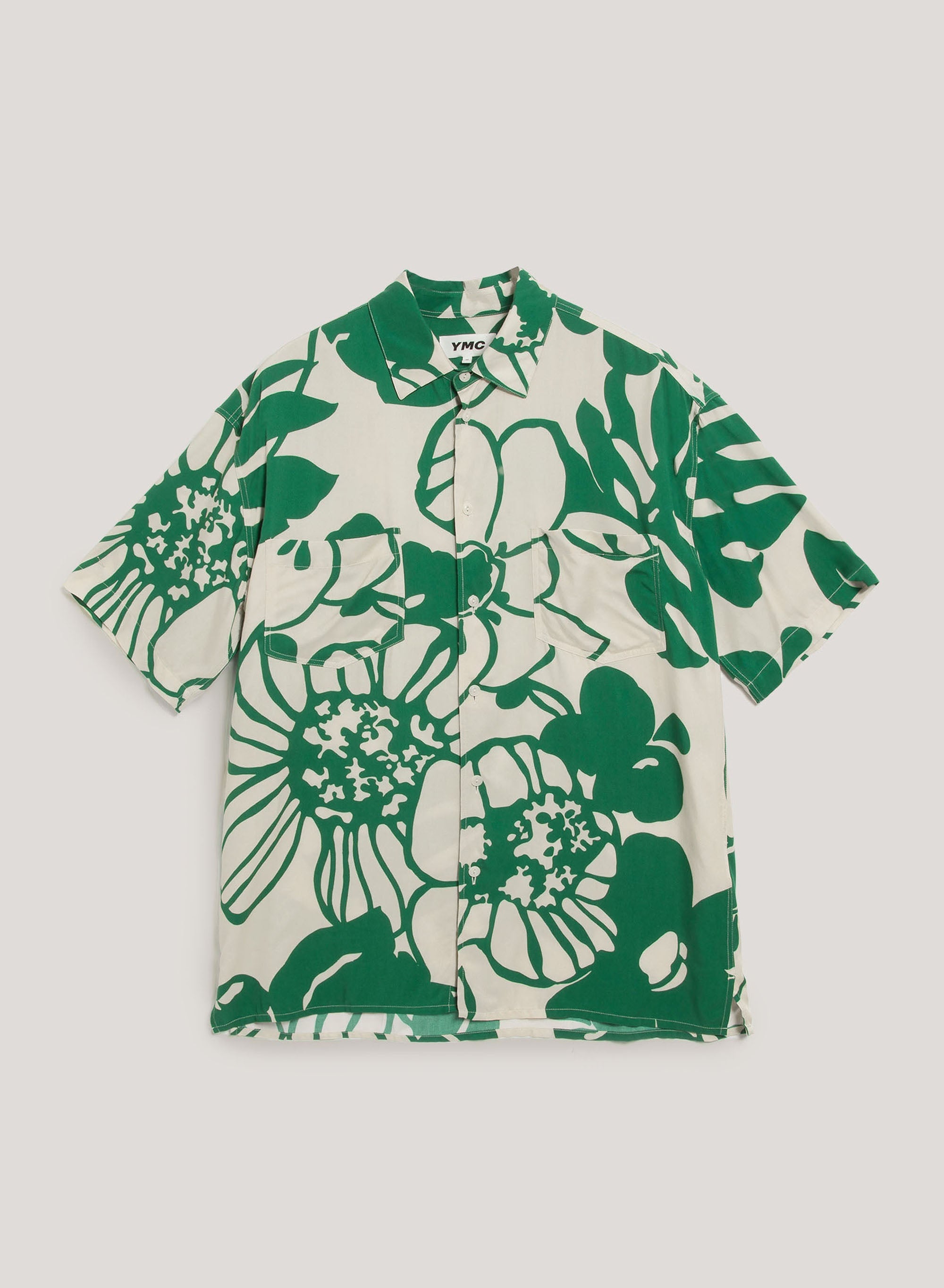 YMC - Mitchum Shirt - Ecru/Vert-Chemise-P2WAD