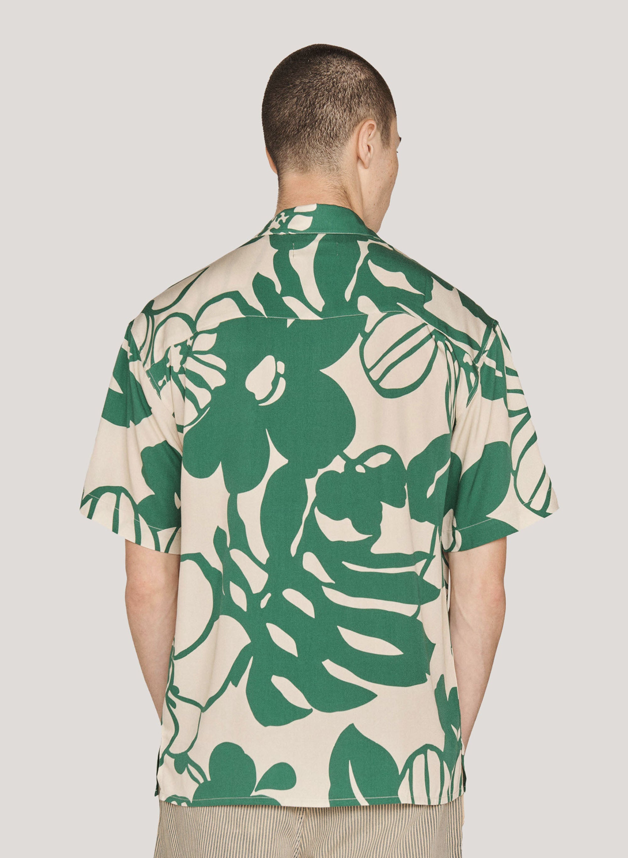 YMC - Mitchum Shirt - Ecru/Vert-Chemise-P2WAD